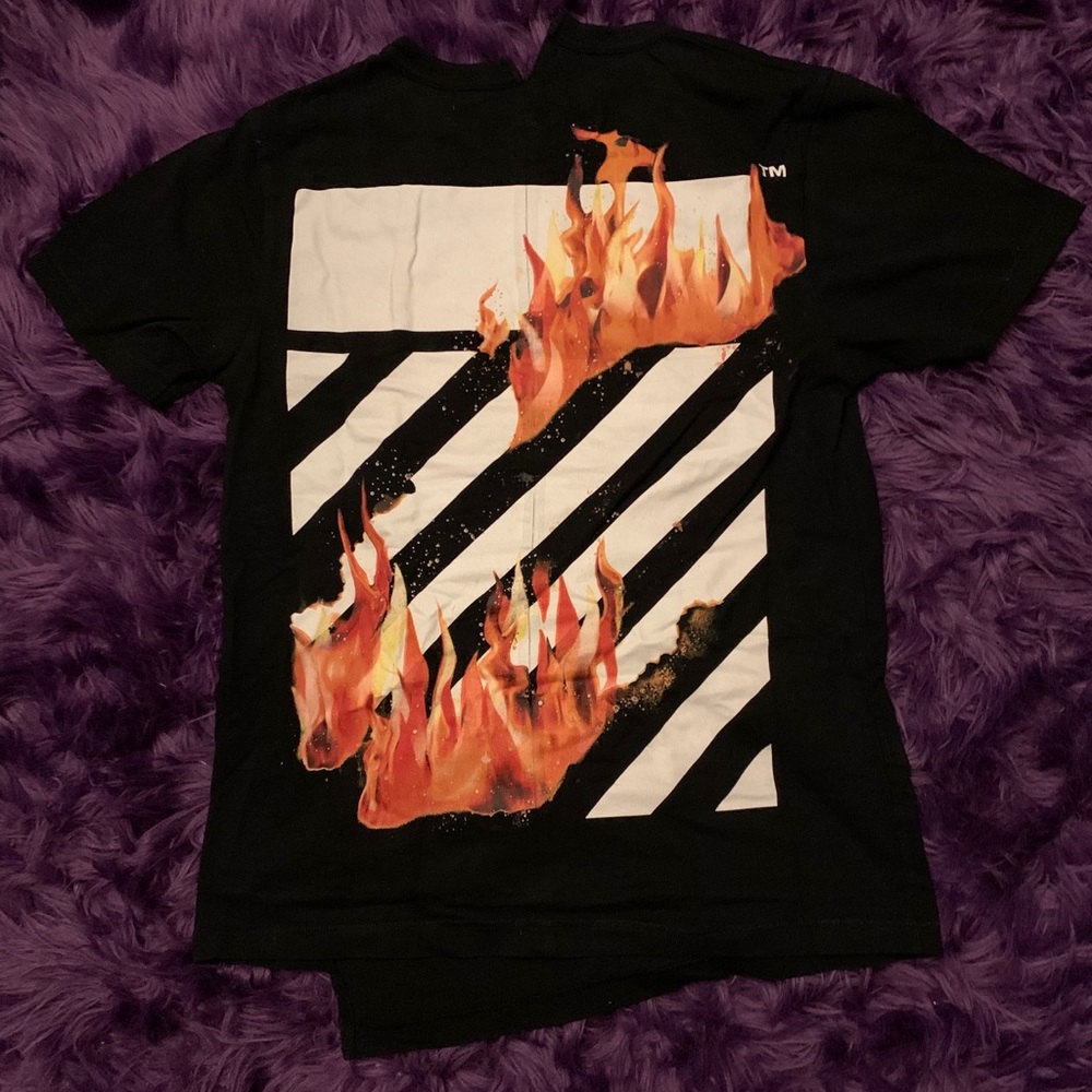 Off White Temperature Fire Splice Shirt Size Small - image 2